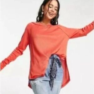 Free People Snowy Termal Shirt Top In Heatwave.Size S